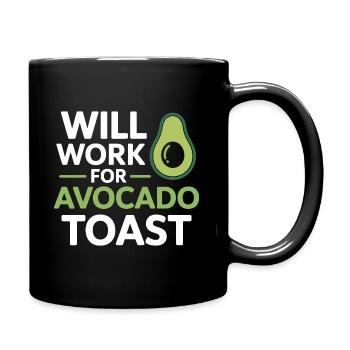 Will Work For Avocado Toast Dietitian Expert  - Full Colour Mug - black - Right