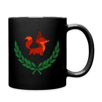 Fuchs im Lorbeerkranz - Tasse einfarbig - Schwarz - Rechts