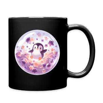 Penguin in bubble ball - Full Colour Mug - black - Right