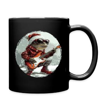 Frosch Weihnachten Gitarre - Tasse einfarbig - Schwarz - Rechts