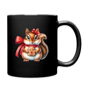 Ginger Squirrel with Cookie - Full Colour Mug - black - Right