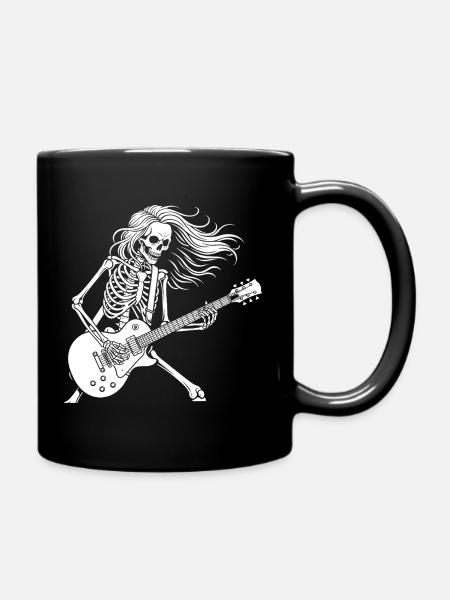 Rock Star Skeleton Guitar Playe - Mug uni - noir