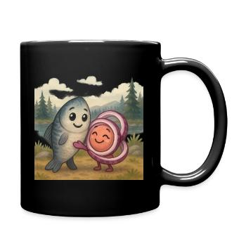 Amitié entre le hareng et l’oignon - Mug uni - noir - Droite