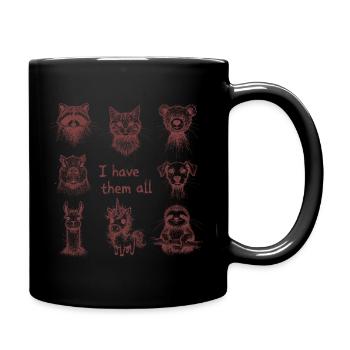 Ich habe die alle - Tierischer Kuschelhaufen - Tasse einfarbig - Schwarz - Rechts