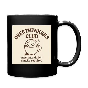 Funny Overthinkers Coffee Brain – Retro Line Art - Full Colour Mug - black - Right