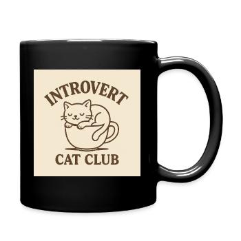 Cute Introvert Cat Club – Cozy Sleeping Cat - Full Colour Mug - black - Right