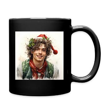 Merry Christmas portrait young man - Full Colour Mug - black - Right