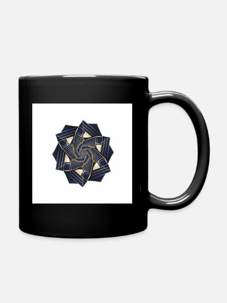 Golden Spiral Rosette Navy - Full Colour Mug - black