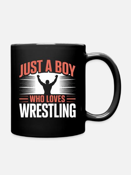 Just a Boy Who Loves Wrestling - Full Colour Mug - black