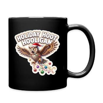 Christmas Owl Celebration - Full Colour Mug - black - Right