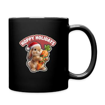Hoppy Holidays Rabbit Christmas - Full Colour Mug - black - Right