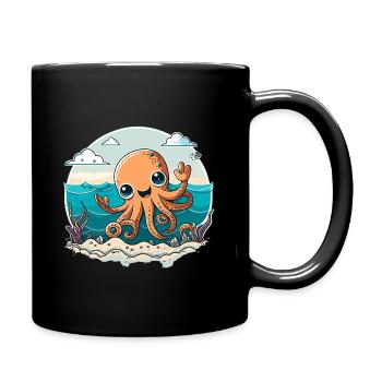 Calmar heureux sur la plage - Mug uni - noir - Droite
