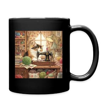 Câlins à la machine à coudre de Cat Studio - Mug uni - noir - Droite