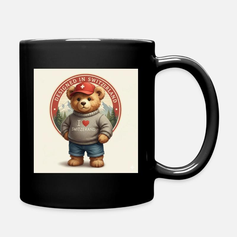 Schweizer Bär mit I Love Switzerland - Tasse einfarbig - Schwarz