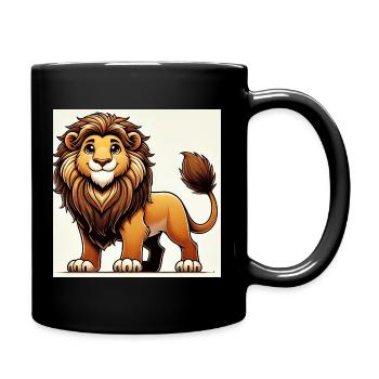 Warmer Cartoon-Löwe - Tasse einfarbig - Schwarz - Rechts