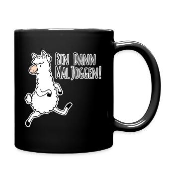Alors je vais courir ! Le lama drôle aime courir ! - Mug uni - noir - Droite