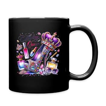 Birthday Queen High Heel Krone Glitzer Geburtstag - Tasse einfarbig - Schwarz - Rechts
