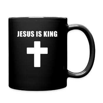 Jesus Is King Minimal Cross Design - Tasse einfarbig - Schwarz - Rechts