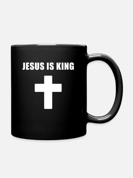 Conception minimale de croix de Jesus is King - Mug uni - noir