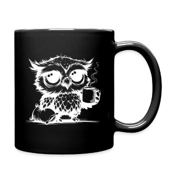 Ich war die ganze Nacht wach Eule mit Kissen - Tasse einfarbig - Schwarz - Rechts