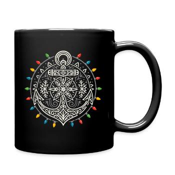 Maritime Christmas Anchor Mandala Fairy Lights - Full Colour Mug - black - Right