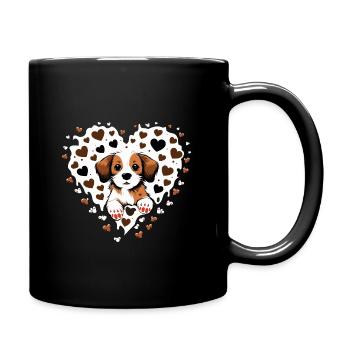 Chiot au cœur dans le motif du cœur - Mug uni - noir - Droite
