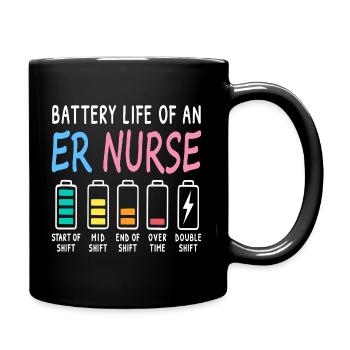 Niveau de batterie d'une infirmière des urgences (humour) - Mug uni - noir - Droite