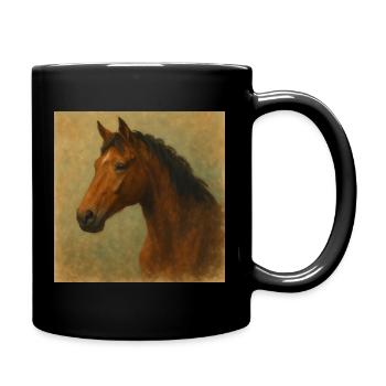 Horse Portrait in Oil Painting - Full Colour Mug - black - Right
