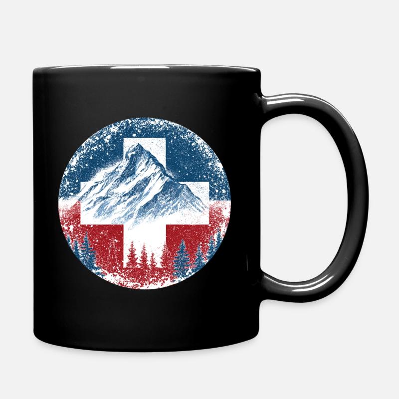 Schweiz-Swiss-Switzerland-Wintersport-Ski-Berge - Tasse einfarbig - Schwarz