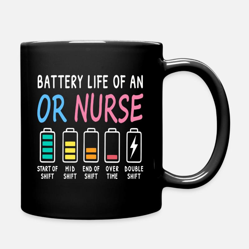 Niveau de batterie d’une infirmière en salle d’opération Humour - Mug uni - noir