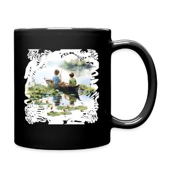 Kindheitserinnerungen Bootsfahrt am Seerosenteich - Tasse einfarbig - Schwarz - Rechts