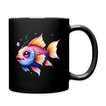 Lebendiger Regenbogenwassermann - Tasse einfarbig - Schwarz - Rechts