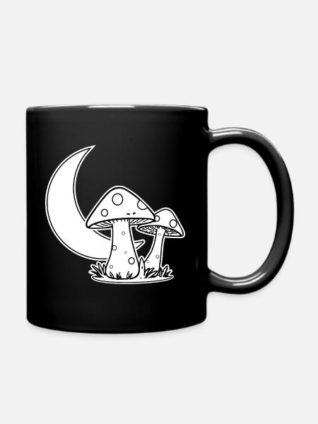 Goblincore Shirt Moon and Mushrooms T-Shirt - Full Colour Mug - black