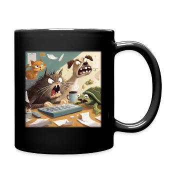 Animal office chaos - Full Colour Mug - black - Right