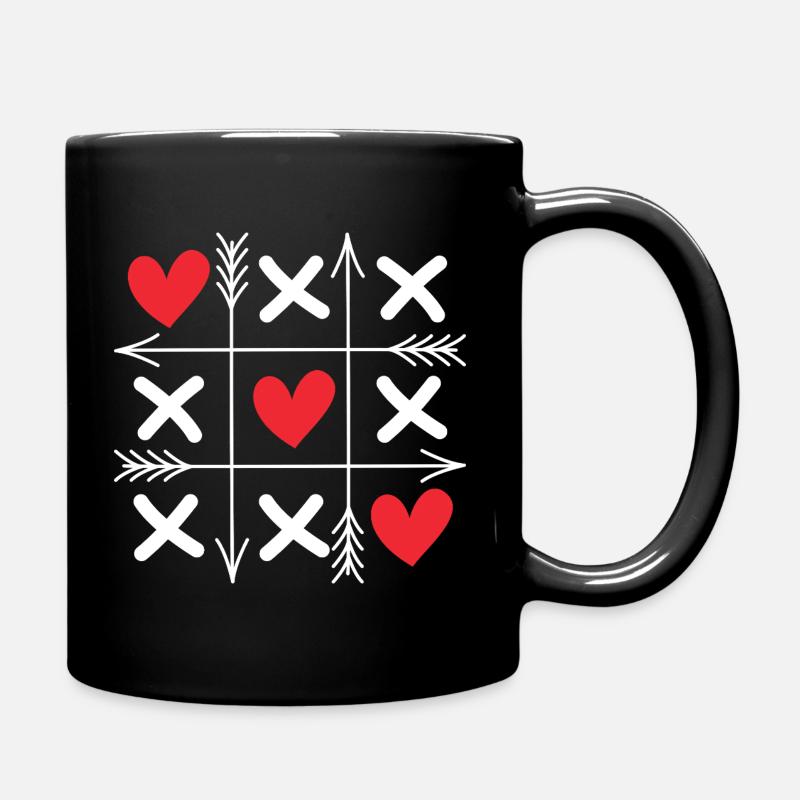 Tic Tac Toe Hearts Cute Matching Couples Valentine - Full Colour Mug - black