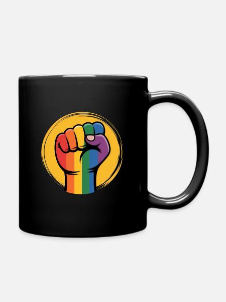 Rainbow Fist Antifa - Contre la droite - Mug uni - noir