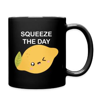 Squeeze the Day Lemon Charm - Full Colour Mug - black - Right