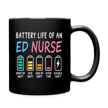 Emergency Nurse Battery Level Levels Humor - Full Colour Mug - black - Right