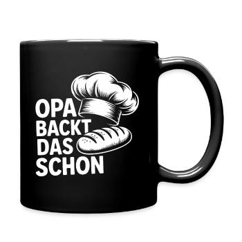 Opa Backt Das Schon – Brot Motiv - Tasse einfarbig - Schwarz - Rechts