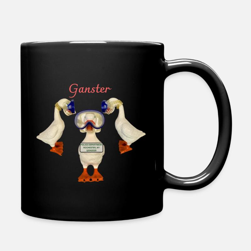 Ganster Goose Arrested - Full Colour Mug - black