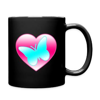 Schmetterling - Tasse einfarbig - Schwarz - Rechts