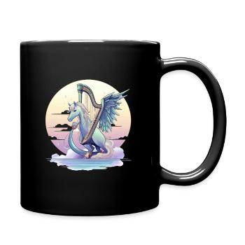 Pegasus with harp in the evening - Full Colour Mug - black - Right
