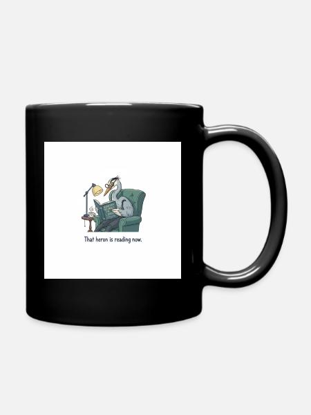 Quantum Bird Reading in Armchair - Full Colour Mug - black