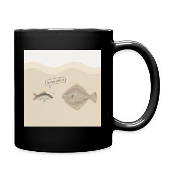 Da biste platt, nä – Lustiges Fisch Design - Tasse einfarbig - Schwarz - Rechts