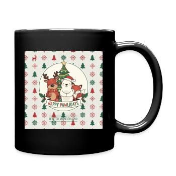 Joyeux Pawlidays à la faune hivernale - Mug uni - noir - Droite
