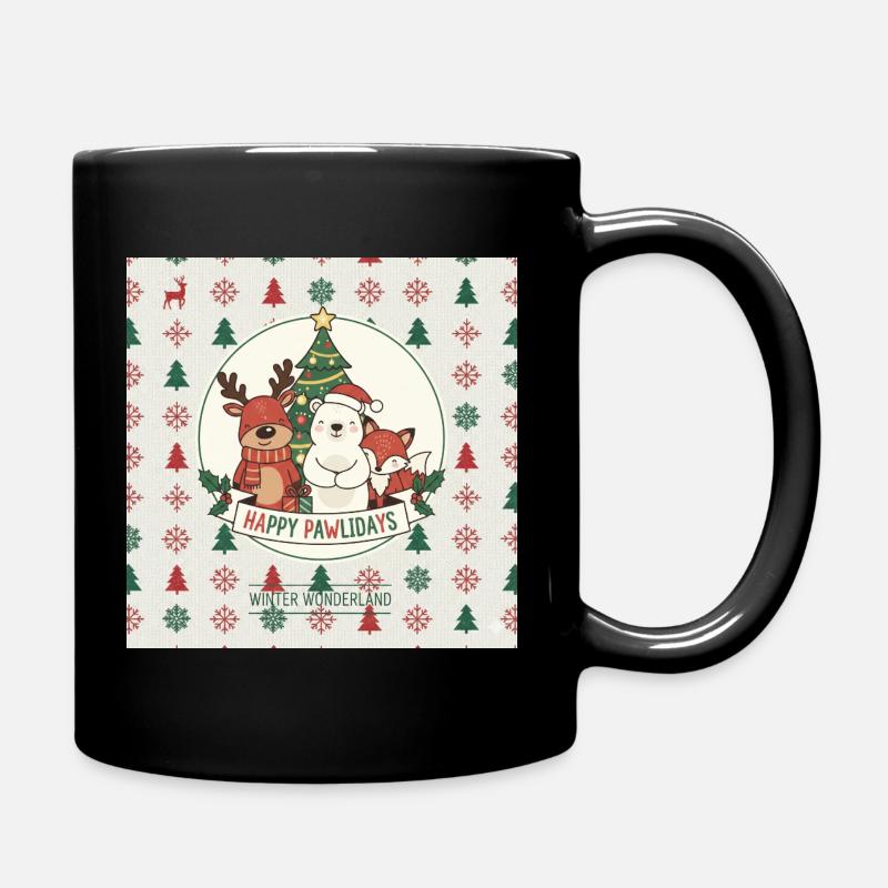 Happy Pawlidays Winter Tierwelt - Tasse einfarbig - Schwarz
