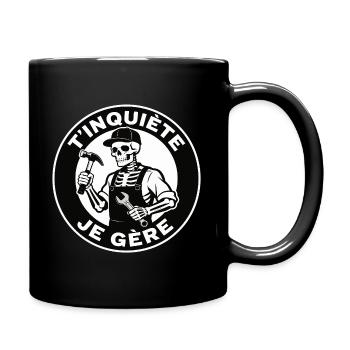 Skeleton handyman don't worry I manage black humor - Full Colour Mug - black - Right