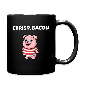 Chris P. Bacon - Cute Pig - Full Colour Mug - black - Right