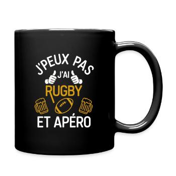 J'peux pas j'ai Rugby et Apéro - Mug uni - noir - Droite