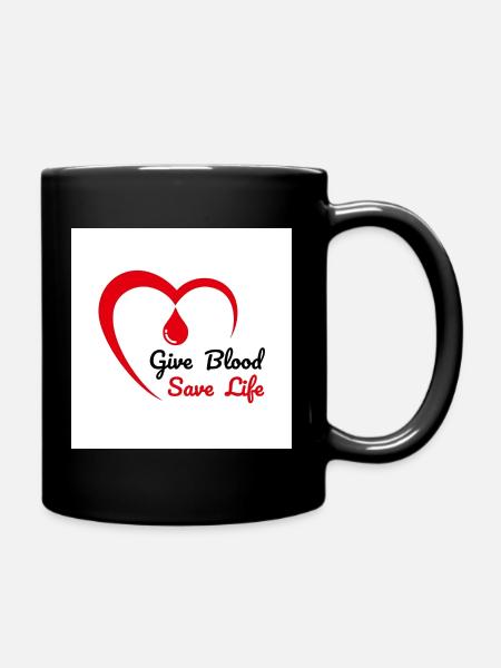 Emblème du cœur de don de sang - Mug uni - noir